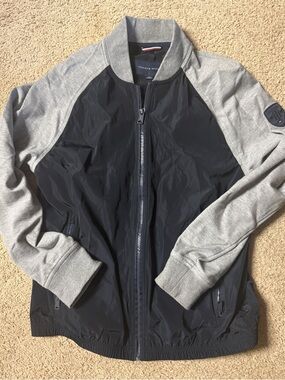 Tommy Hilfiger Navy Body with Light Gray Sleeves Bomber Jacket